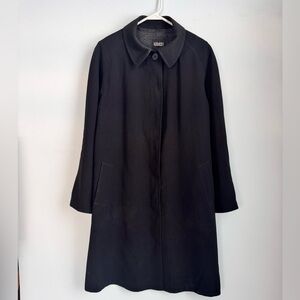 Hilary Radley Black Trench Coat with Removable Wool Liner Size 10